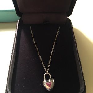 Tiffany&Co heart necklace with crystal gemstones